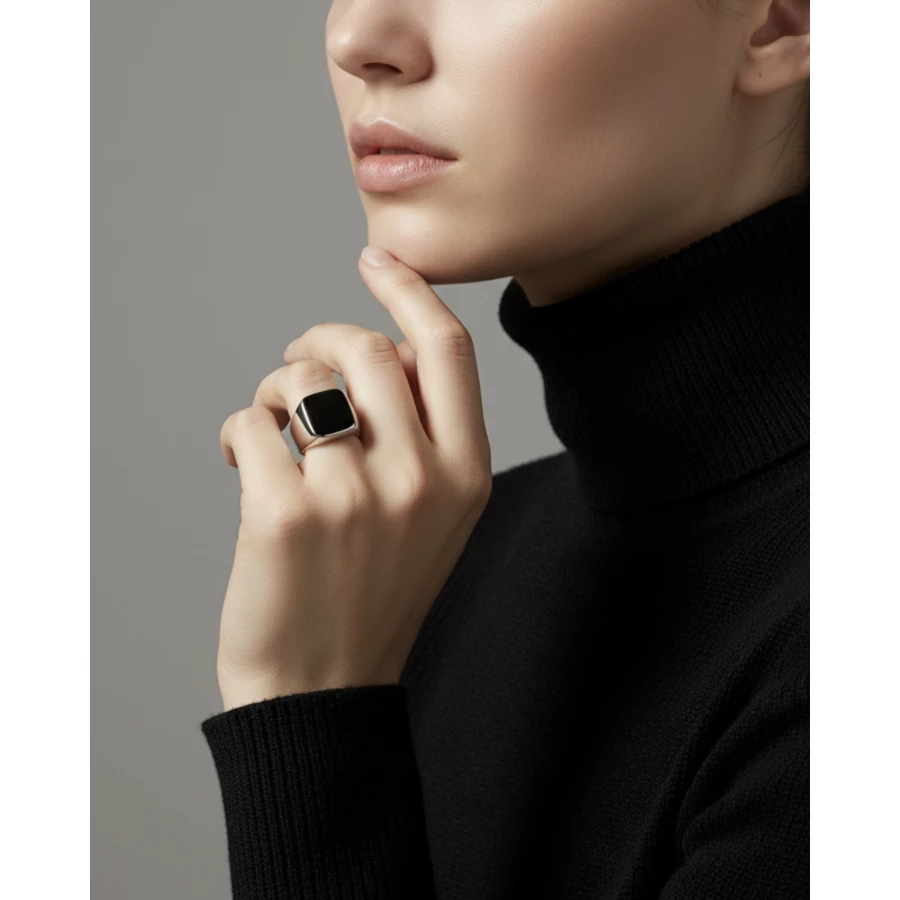 Anillo acero plateado liso chico