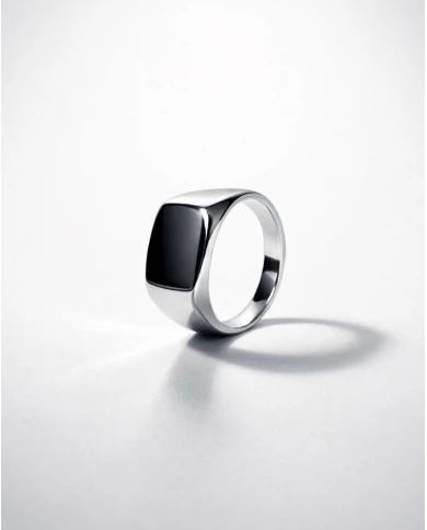 Anillo acero plateado liso chico