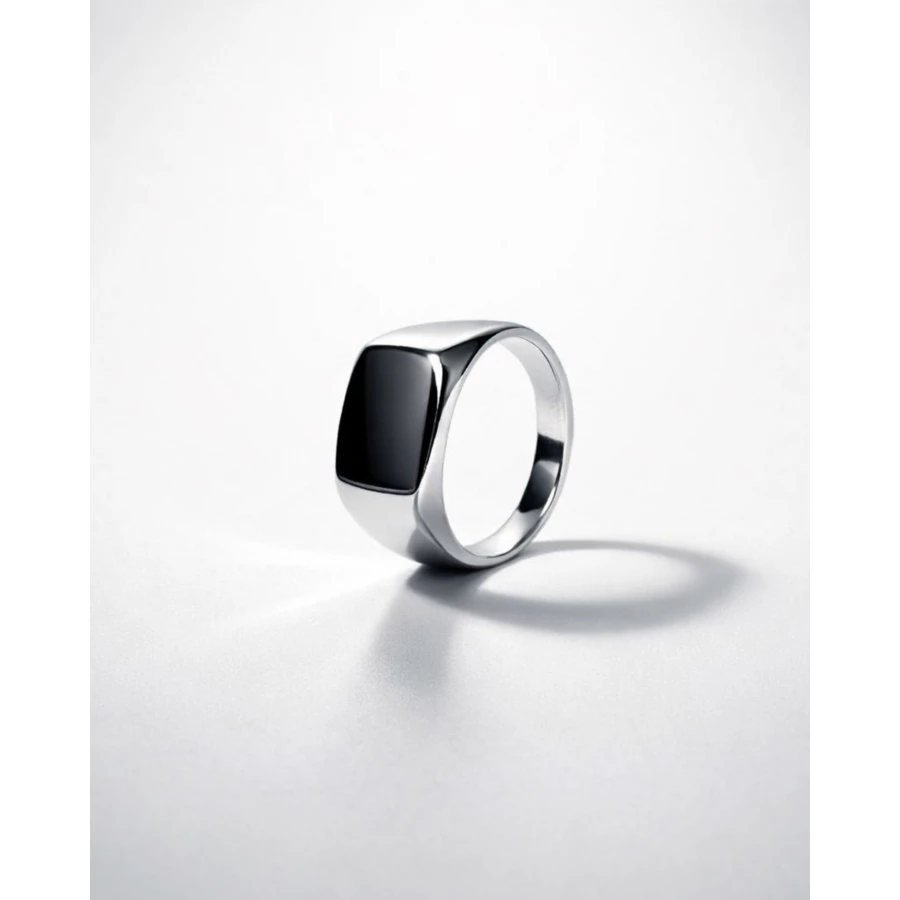 Anillo acero plateado liso chico