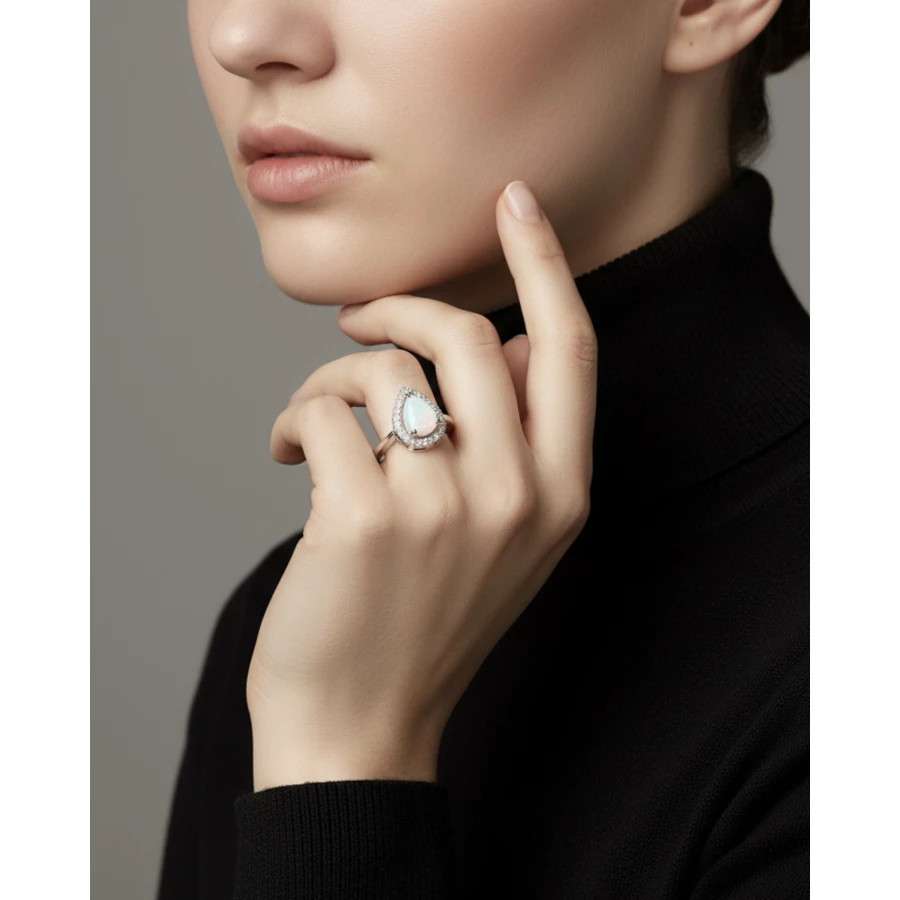 Anillo plata circonitas piedra natural Sisi