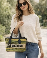 Bolso Love Moschino Straw amarillo