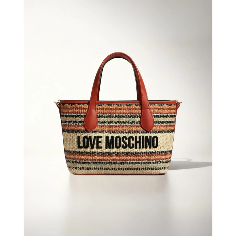 Bolso Love Moschino straw rojo