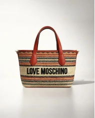 Bolso Love Moschino straw rojo grande