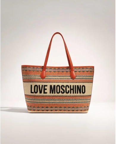 Bolso Love Moschino straw rojo grande