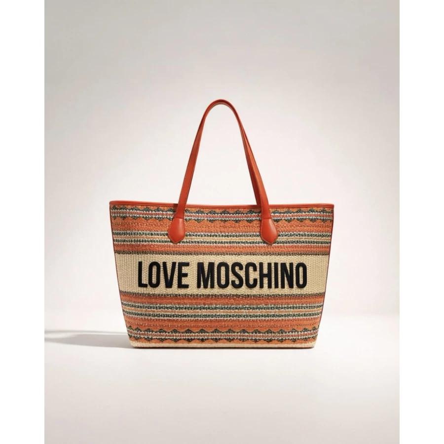 Bolso Love Moschino straw rojo grande