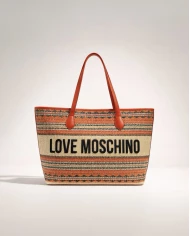 Bolso Love Moschino straw rojo grande