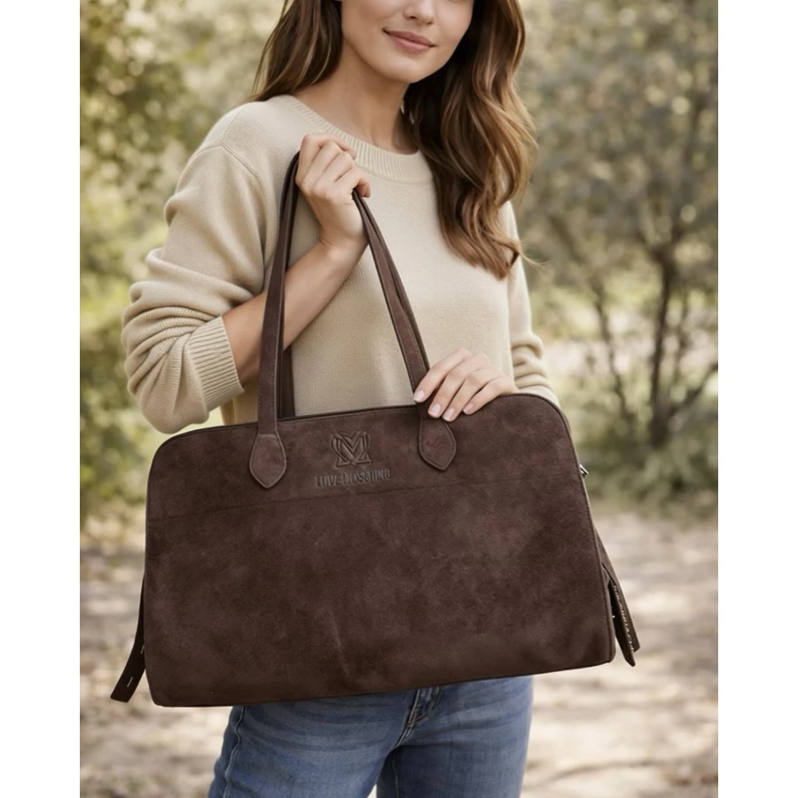 Bolso Love Moschino Velour Marrón Chocolate