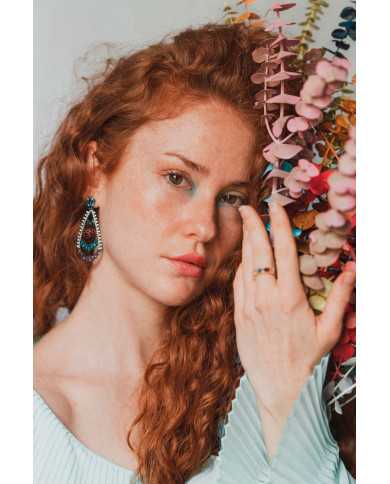 Pendientes acero plateado circonitas colores Jerol