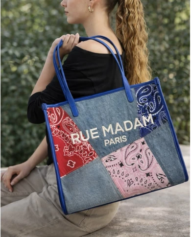 Bolso Rue Madam Paisley Shopping Denim Blue