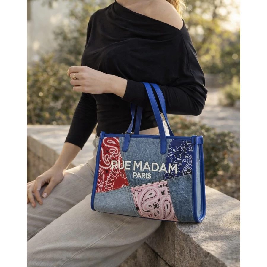 Bolso Rue Madam Paisley Mini Tote Denim Blue