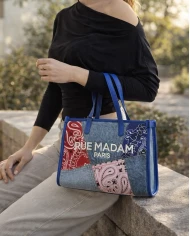 Bolso Rue Madam Paisley Mini Tote Denim Blue