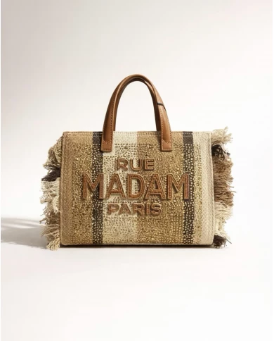 Bolso Rue Madam Casablanca Mini Tote Stripes Brown