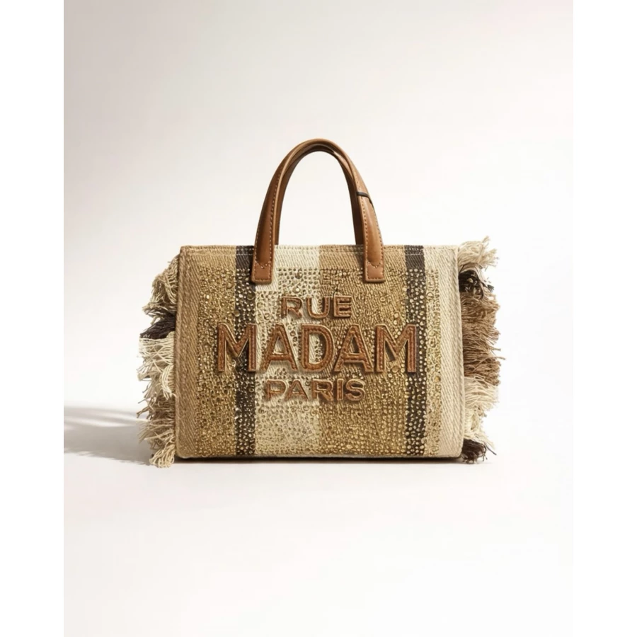 Bolso Rue Madam Casablanca Mini Tote Stripes Brown