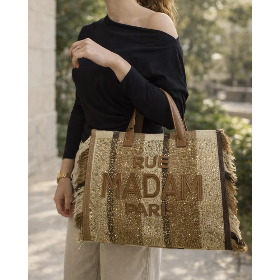 Bolso Rue Madam Casablanca Tote Stripes Brown
