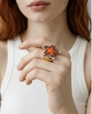 Anillo Star fucsia y naranja