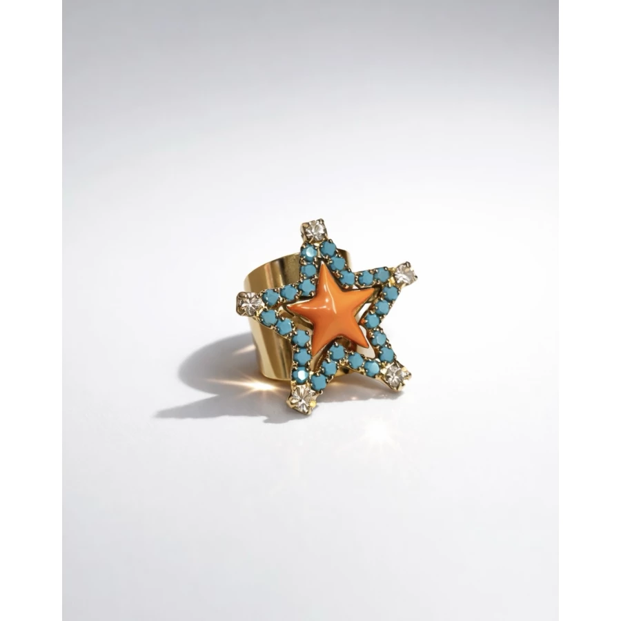 Anillo Star turquesa y naranja