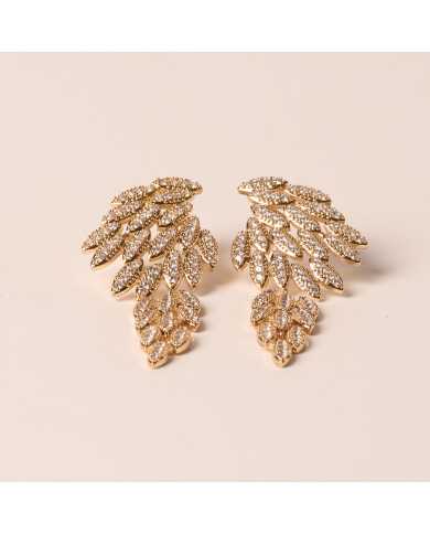 Pendientes dorados acero circonita Tera