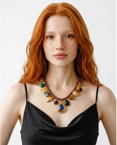 Collar charms Gaia — carácter artesanal con un brillo que no pasa desapercibido