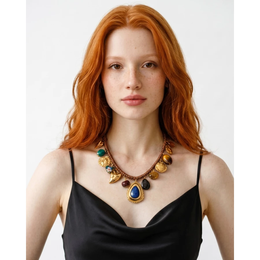 Collar charms Gaia — carácter artesanal con un brillo que no pasa desapercibido