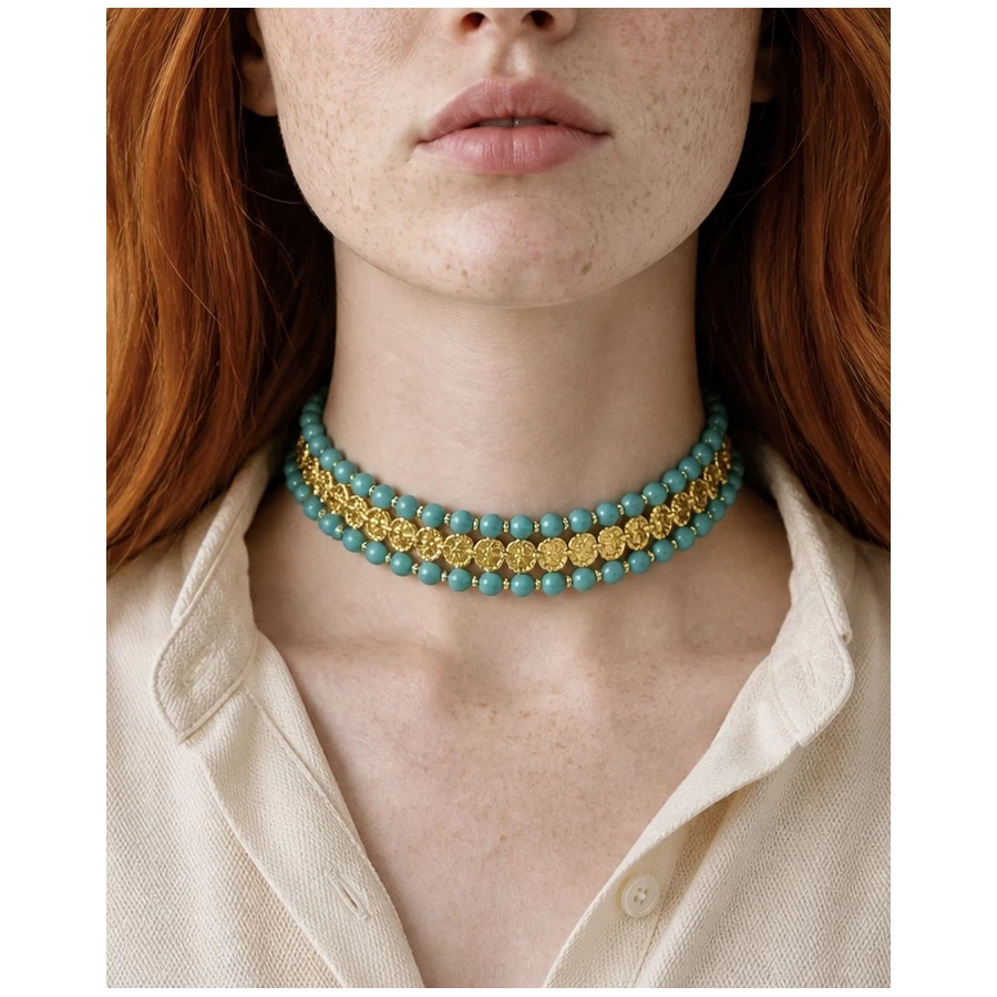 Choker Capri — color mediterráneo con brillo dorado