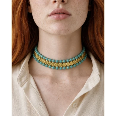 Choker Capri — color mediterráneo con brillo dorado