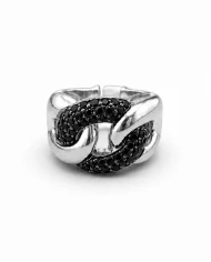 Anillo Éclat Noir — anillo plata con circonitas negras y diseño tipo lazo Anillo Éclat Noir — anillo plata con circonitas negras y diseño tipo lazo