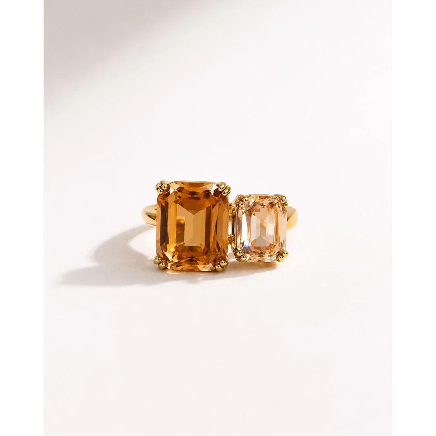 Anillo Doble Gemma Gold — diseño ajustable con piedras facetadas Anillo Doble Gemma Gold — diseño ajustable con piedras facetadas