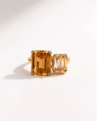 Anillo Doble Gemma Gold — diseño ajustable con piedras facetadas Anillo Doble Gemma Gold — diseño ajustable con piedras facetadas