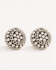 Pendientes Perla Orbital Silver — diseño esférico con brillo nacarado Pendientes Perla Orbital Silver — diseño esférico con brillo nacarado