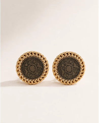 Pendientes Coin Vintage Gold — diseño de moneda con inspiración clásica