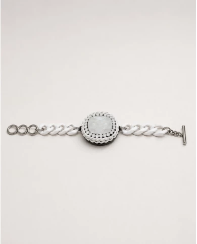 Brazalete White Stone — elegancia atemporal en blanco y plata