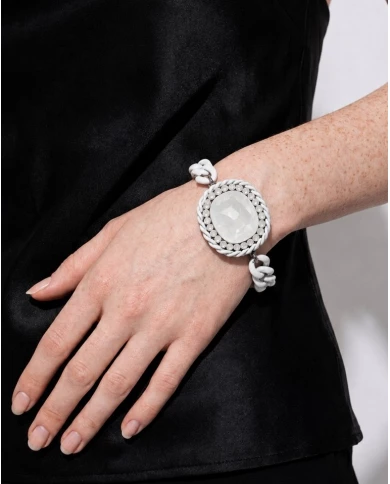 Brazalete White Stone — elegancia atemporal en blanco y plata