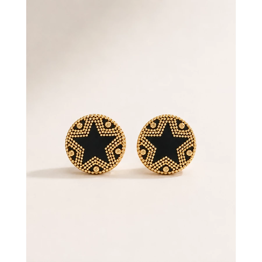 Pendientes Black Star — diseño geométrico en dorado y negro Pendientes Black Star — diseño geométrico en dorado y negro