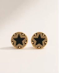 Pendientes Black Star — diseño geométrico en dorado y negro Pendientes Black Star — diseño geométrico en dorado y negro