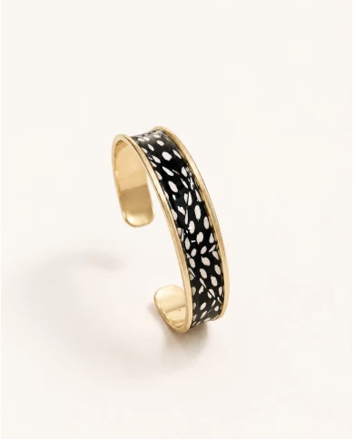 Brazalete Savannah — elegancia salvaje en dorado, negro y balnco. Brazalete Savannah — elegancia salvaje en dorado, negro y balnco.