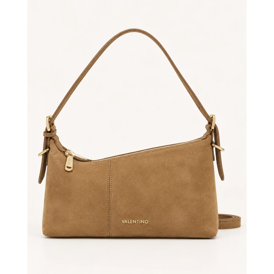 Bolso Valentino Camel Velvet — elegancia atemporal en terciopelo camel.
