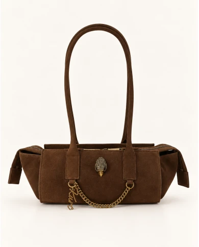 Bolso Kurt Geiger Sloane East West Shoulder Bag — Elegancia relajada en ante marrón