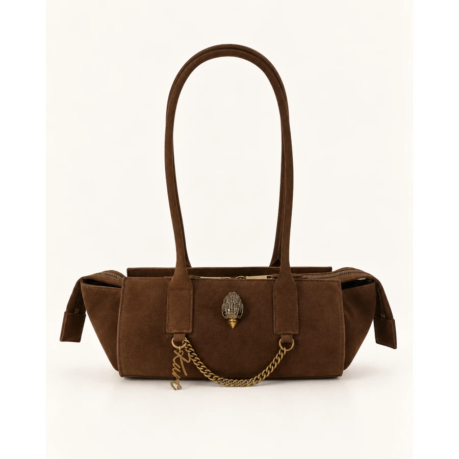 Bolso Kurt Geiger Sloane East West Shoulder Bag — Elegancia relajada en ante marrón