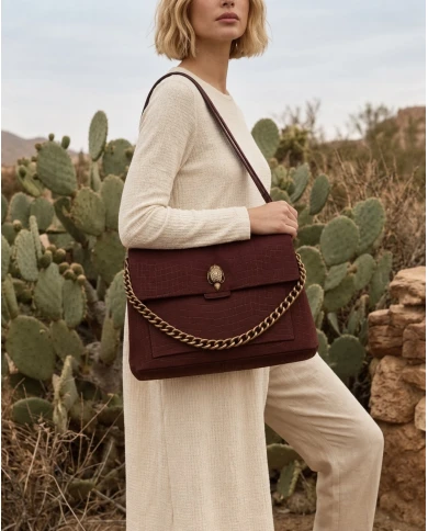 Bolso Kurt Geiger Celia Extra Large Shoulder Bag — Elegancia intensa en ante color vino