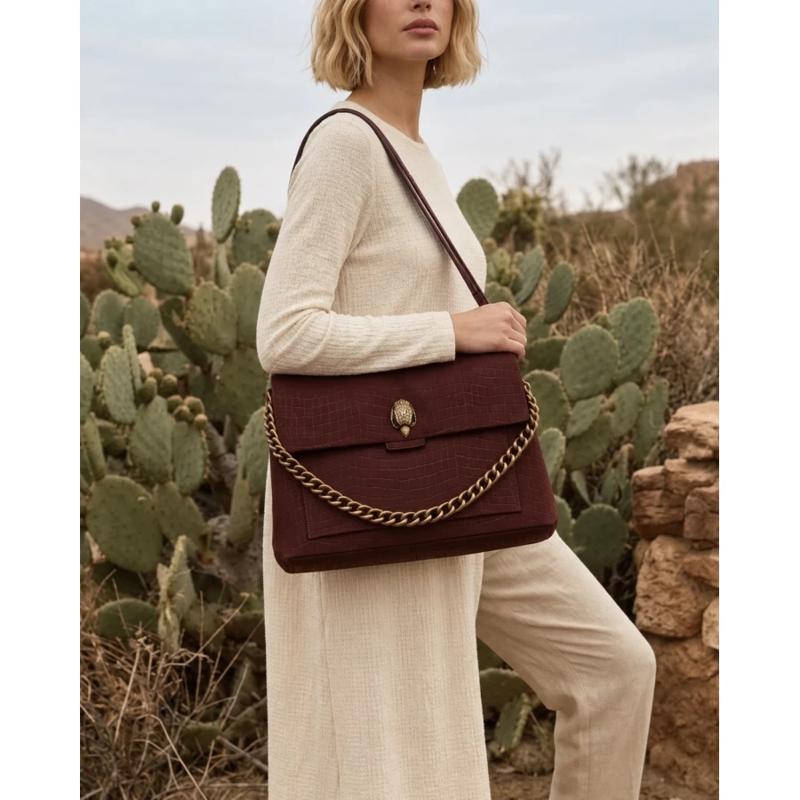 Bolso Kurt Geiger Celia Extra Large Shoulder Bag — Elegancia intensa en ante color vino