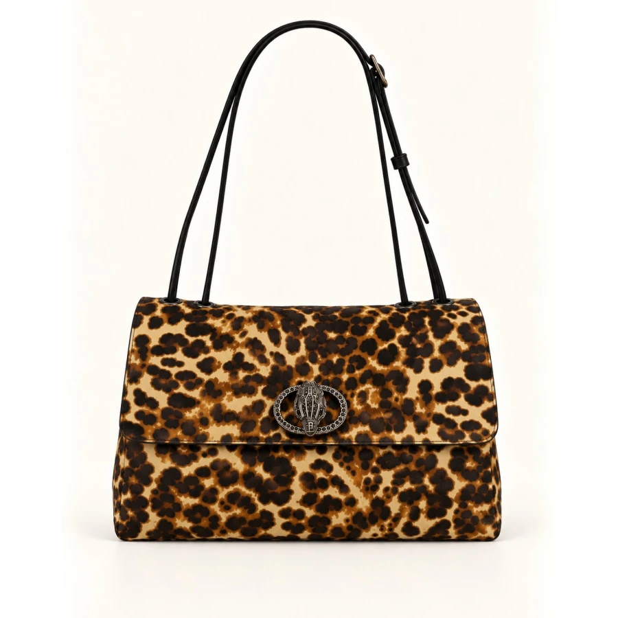 Bolso Kurt Geiger Chelsea Large Slouch Flap Bag Leopard — Elegancia salvaje con carácter