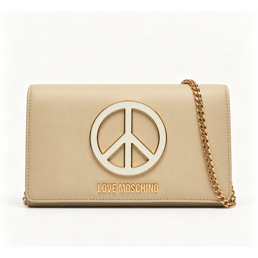 Bolso Love Moschino Peace Cream — un símbolo icónico en tono crema.