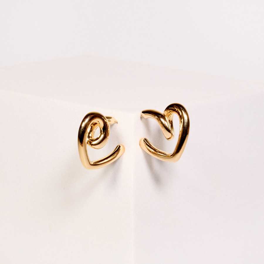 Pendientes dorados acero corazón Laro