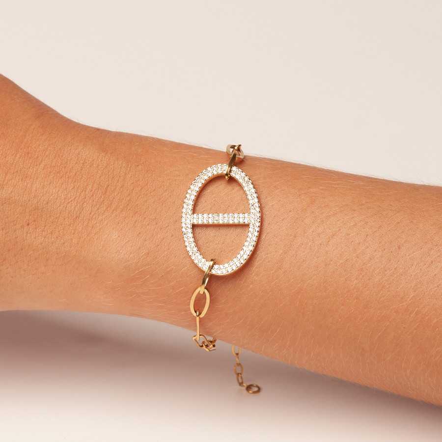 Pulsera plata dorada circonitas Ras