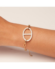 Pulsera plata dorada circonitas Ras