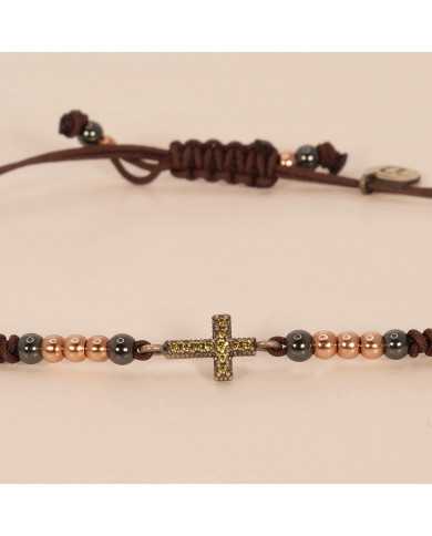 Pulsera Plata y macrame Rel