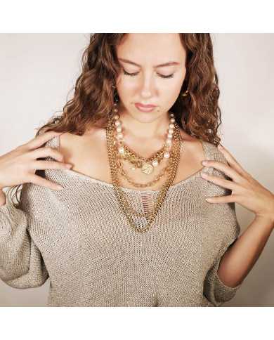 Collar dorado de acero y Perlas Gerrol