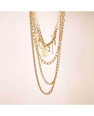 Collar dorado de acero y Perlas Gerrol