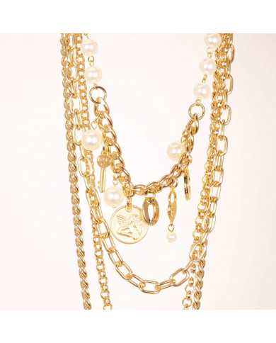 Collar dorado de acero y Perlas Gerrol