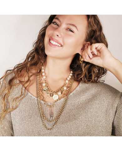 Collar dorado de acero y Perlas Gerrol